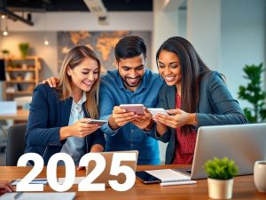 Antreprenori colaborând la afaceri online de succes.