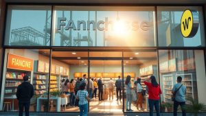 Magazine franciză modernă, oameni fericiți, succes post-pandemie.